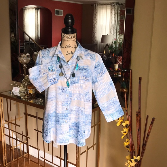 CHICOS 3/4 SHORT SLEEVE WITH FULL BUTTON “M” 🔥 - Picture 2 of 5